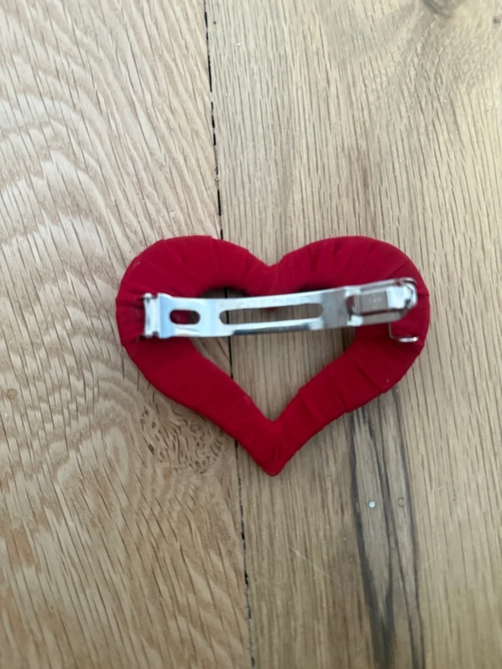 Red Heart Fabric Hair Clip